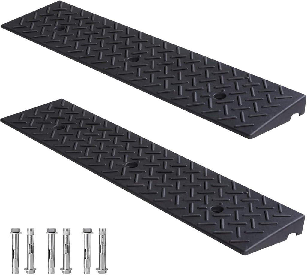 2 Pack Rubber Curb Ramps Driveway ramp, 2" H, 39.4" L, 9.8" W, Heavy Loading (6600LB)/3 Ton Capacity, Threshold, Motorcycle, Loading, Bikes, Wheelchairs Ramps