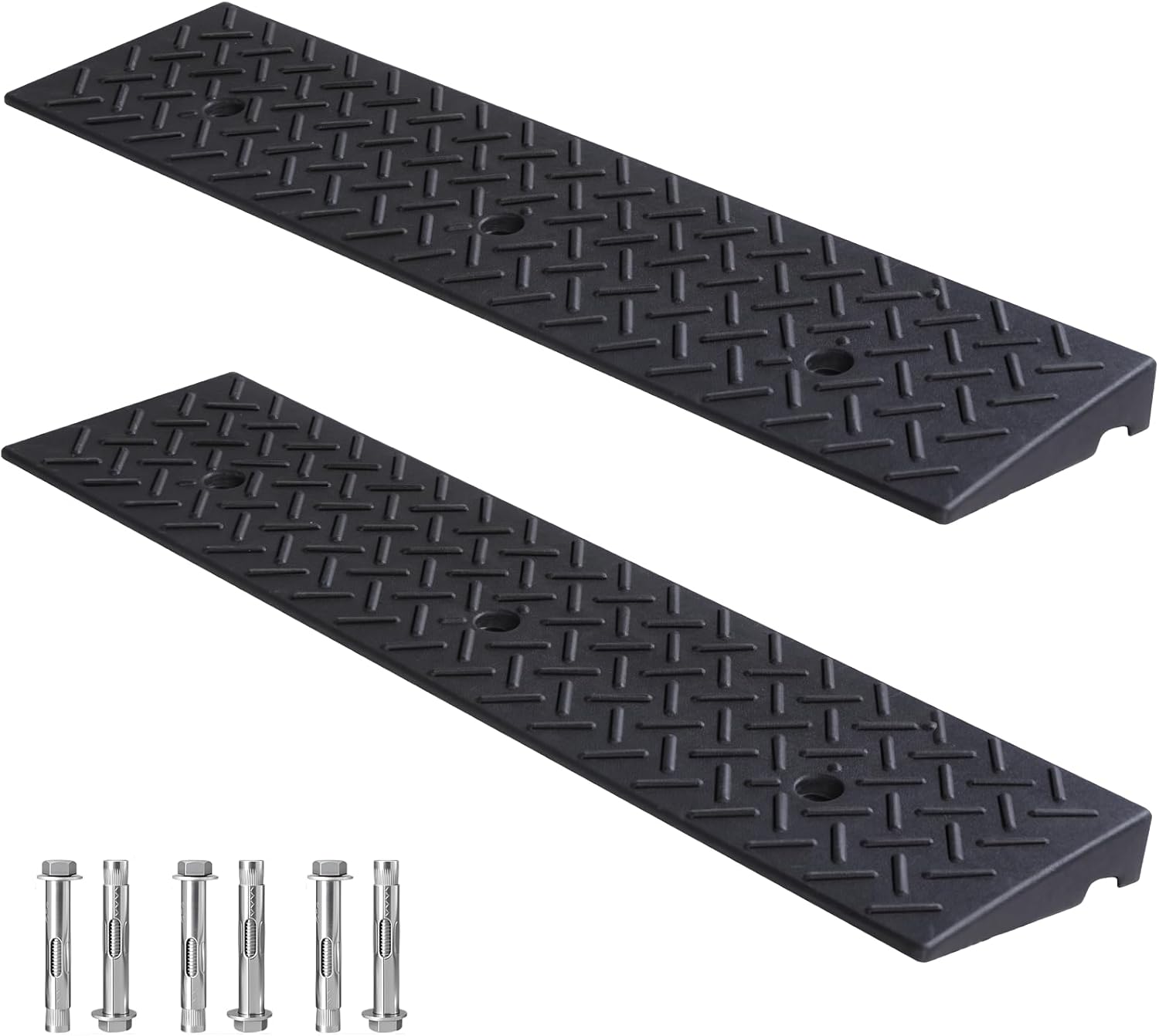 2 Pack Rubber Curb Ramps Driveway ramp, 2" H, 39.4" L, 9.8" W, Heavy Loading (6600LB)/3 Ton Capacity, Threshold, Motorcycle, Loading, Bikes, Wheelchairs Ramps