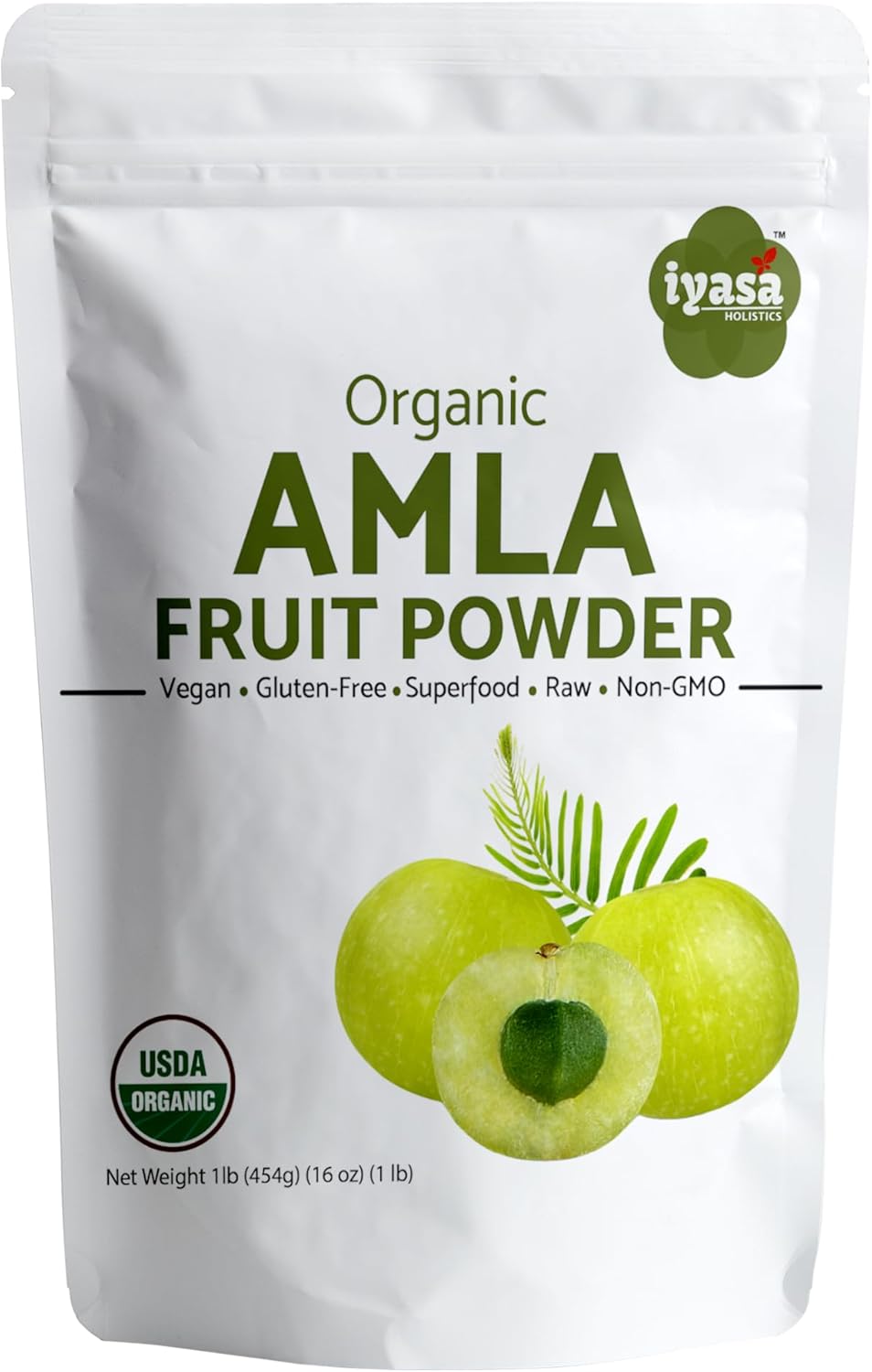 Amla Powder Organic 16 oz - USDA Certified Organic Amla Powder Ayurveda Herb Indian Gooseberry Powder Amalaki Superfood for Skin & Hair - Pure Ayurveda Products by Iyasa Holistics