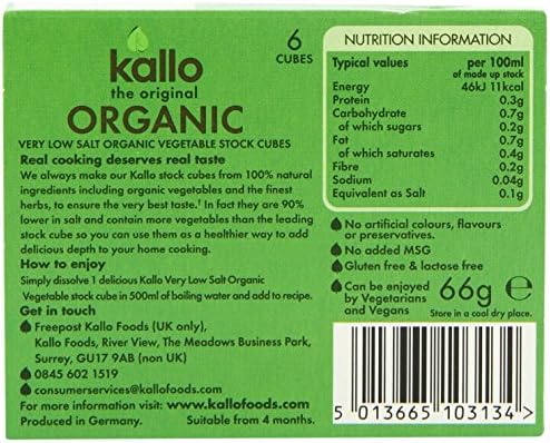 Kallo Organic Very Low Salt Vegetable Stock Cubes (6x10g)
