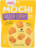 Sun Tropics Mochi Snack Bites, Golden Curry Flavor- 3.5 oz (6 Pack) | Crispy Crunchy Mochi Bites, Rice Nuggets | Mochi Puff Rice Crackers- Gluten Free & Dairy Free- No MSG Added | Asian Rice Snacks