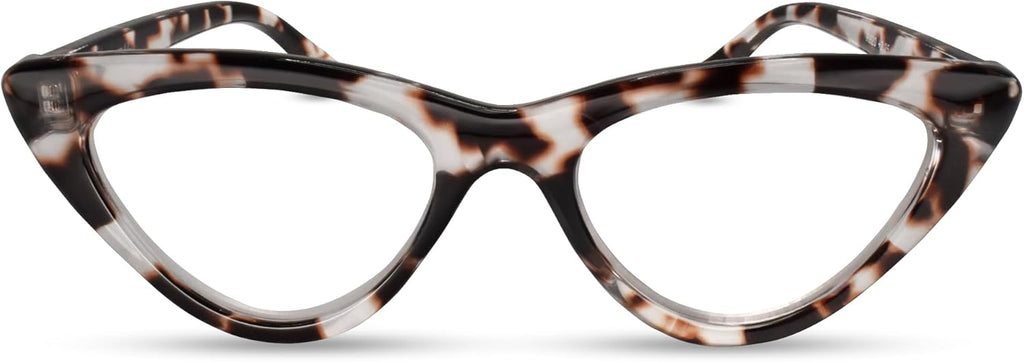 2SeeLife Premium Cat Eye TR-90 Reading Glasses for Women – Narrow–Medium Fit, Sturdy Frame, Spring Hinges, Stylish Readers, Clear Tortoise, +0.75