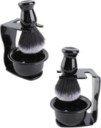 2Set Shaving Kit for Men, 3 in 1 Shaving Set Includes Portable Beard Brush Cream Bowl and Stand Beard Style Tool for Home Travel