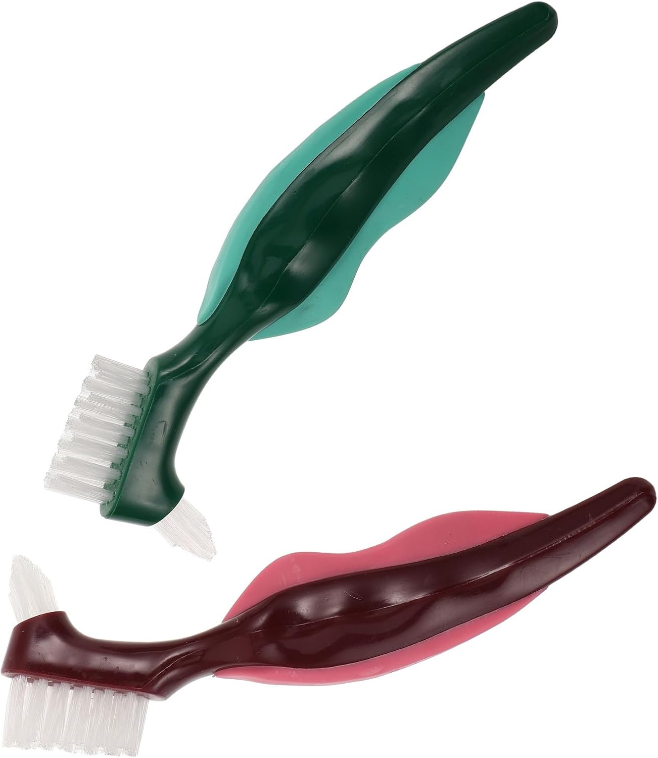 Double-Head Dentures Cleaning Brush 2Pcs Set Hard Bristle Dental Toothbrush Tool for Deep Cleaning Oral Appliance Prosthesis Care for Adults
