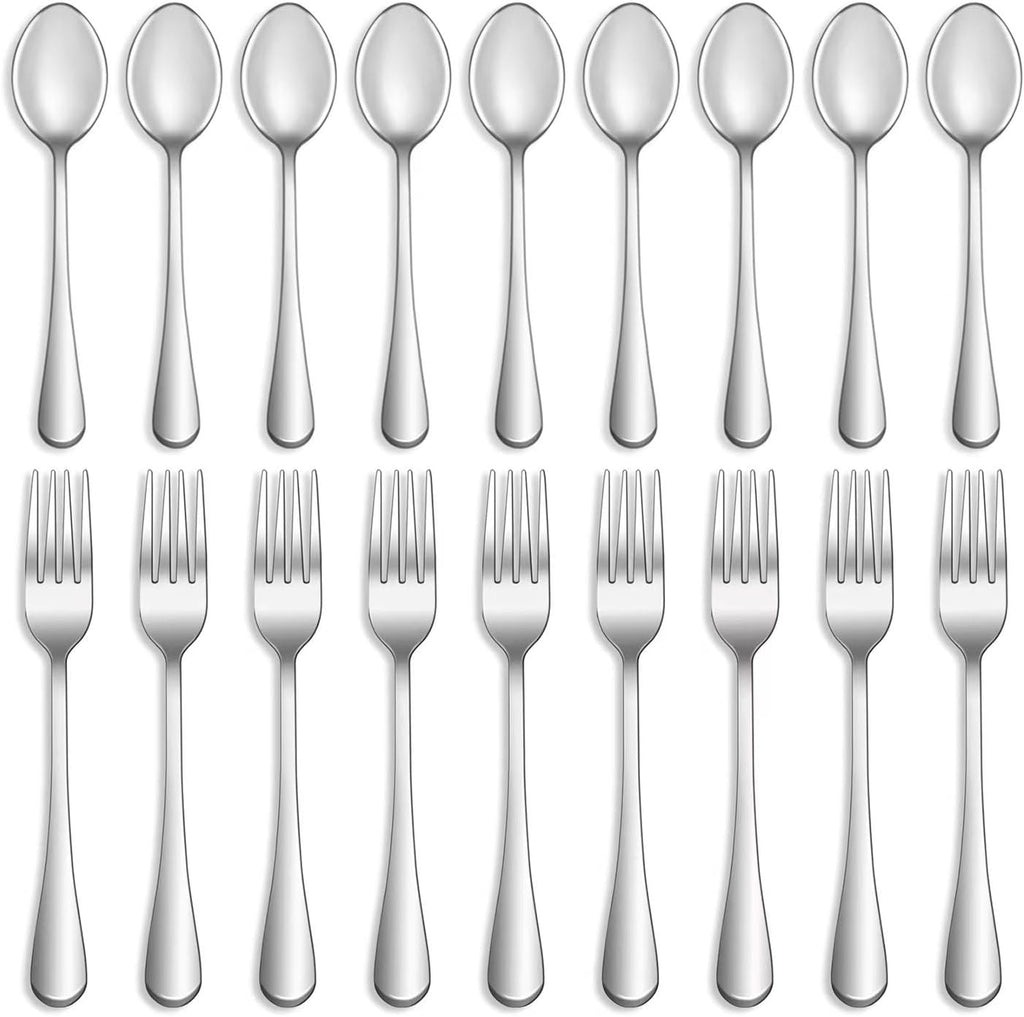 16 Pcs Forks and Spoons Silverware Set,Food Grade Stainless Steel Flatware Cutlery Set for Home,Kitchen and Restaurant,Mirror Polished,Dishwasher Safe - 8 Dinner Fork(8 inch) and 8 Teaspoon(6.5 inch)
