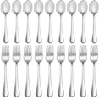 16 Pcs Forks and Spoons Silverware Set,Food Grade Stainless Steel Flatware Cutlery Set for Home,Kitchen and Restaurant,Mirror Polished,Dishwasher Safe - 8 Dinner Fork(8 inch) and 8 Teaspoon(6.5 inch)