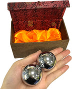 2pcs Baoding Balls,Chinese Health Exercise Stress Balls with Box,Meditation Massage Handball,Finger Exercise Stress Relief Baoding Ball RelaxationTherapy(Silver,Dia 1.49inch,Classic Box)