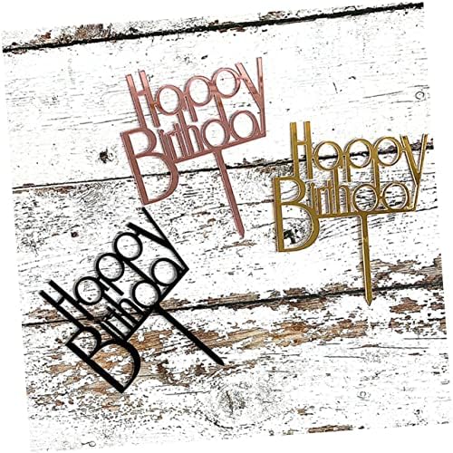 PRETYZOOM 6pcs Creative Birthday Cake Toppers Acrylic Cake Picks for Festive Decoration Golden Fun Ornaments for Parties Photo Props and Celebrations