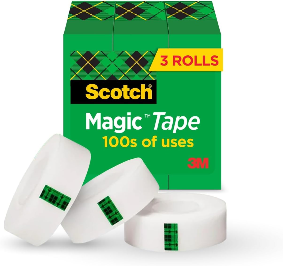 Scotch Magic Tape, Invisible, Home Office Supplies and Back to School Supplies for College and Classrooms, 3 Rolls