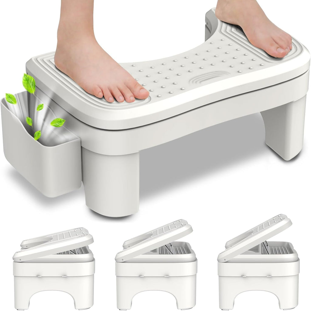 Toilet Stool Squat Adult, Height Adjustable Poop Stool for Bathroom with Storage Box, Portable Non-Slip Potty Step Stool for Adults, Improve Squatting Posture - Bowel Health & Relieves Constipation