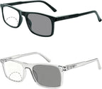 2 Pack Photochromic Bifocal Reading Glasses for Women Men Blue Light Blocking Clear Top Transition Readers