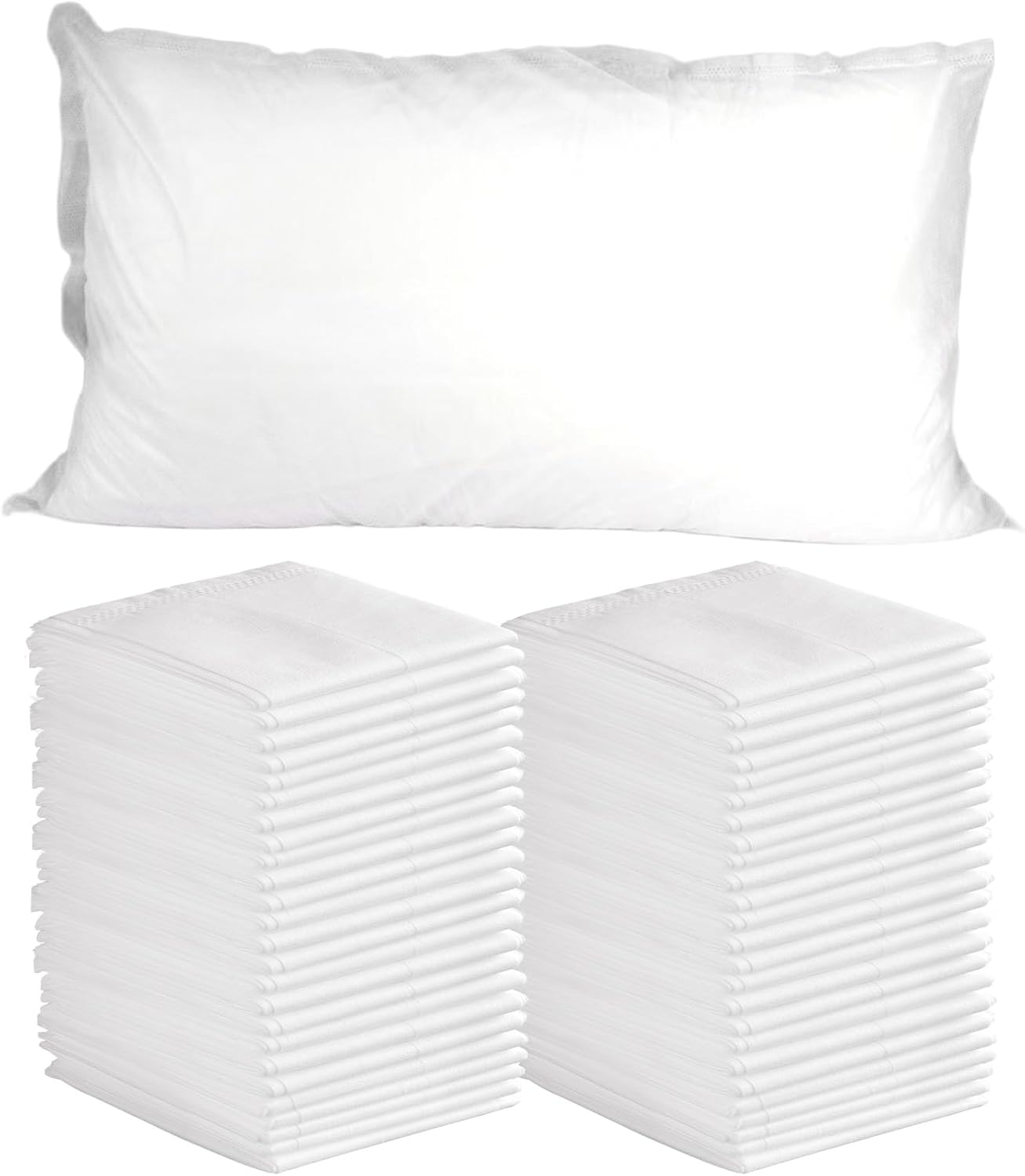 Disposable Pillowcases, 50PCS Disposable Pillow Case Covers, Soft Non-Woven Fabric Disposable Pillow Cases for Medical, Hospital, Hotels, SPA Tattoo Lash Pillow Covers, White, 21 in x 30 in