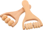 SHINEOFI 2Pcs Wooden Massage Roller, Hand Muscle Roller Stick, Bead Massage Tool for Legs, Manual Wood Therapy Tools for Arms Feet Shoulder Acupoint Tissue Relief