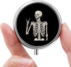 Mini Pill Box, Small Pill Box, Portable Pill Box, Cute Pill Organizer for Vitamins, Medications, Fish Oil and Supplements (Skull)