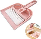 Mini Dustpan and Brush Set, Portable Exquisite Pet Waste Cleaning Kit, Hamster Sand Scooper Cage Cleaning Tool for Small Pets Hamsters Guinea Pigs Hedgehogs Chinchillas Rabbits(Pink)