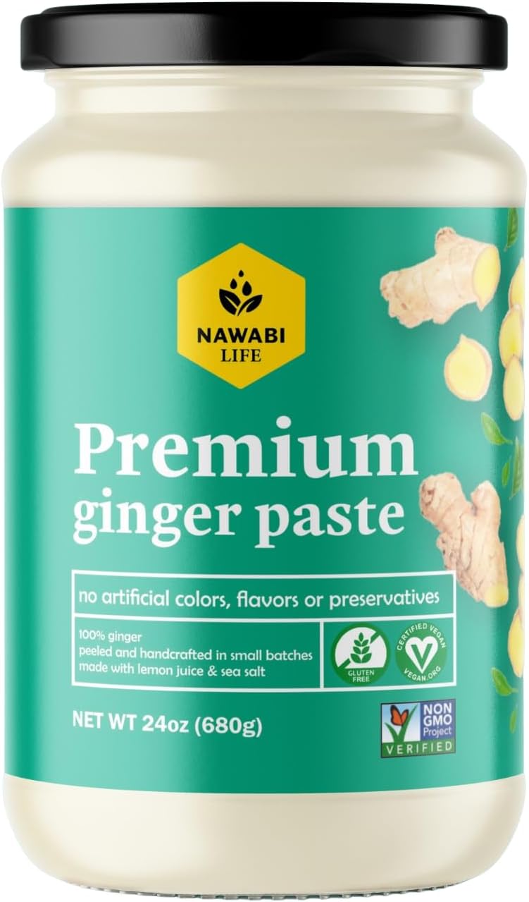 Ginger Paste | 100% Natural (Non-GMO) | Gluten Free | Vegan | No Artificial Preservatives or Flavors | No Vinegar | No Added Water | Hand-Peeled and Crafted in Small Batches | 24.7oz | By Nawabi Life
