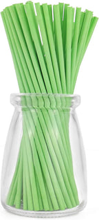 100pcs Paper Lollipop Sucker Sticks for Cake Pops Candy, 6-Inch by 5/32-Inch (Green)