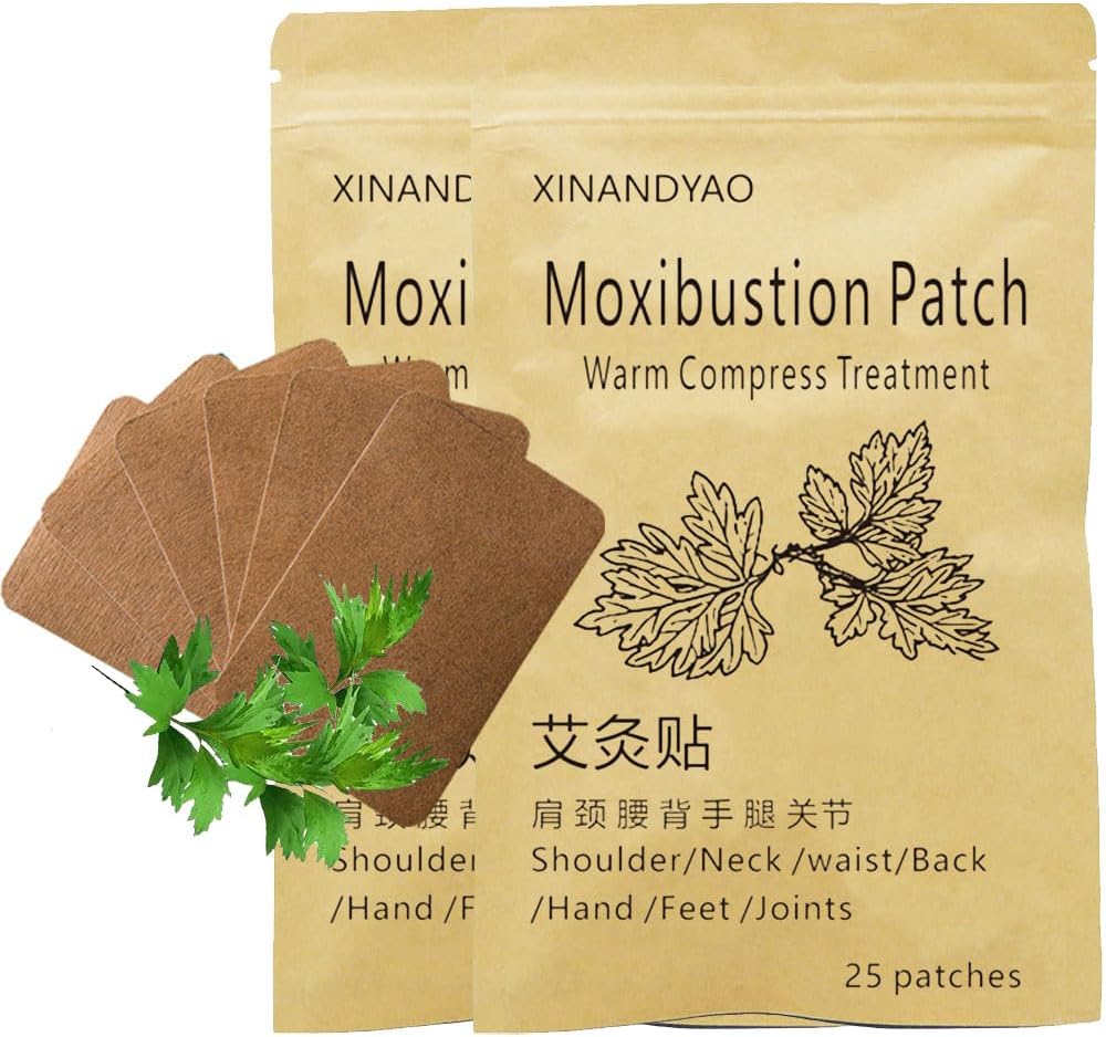 50 Patches Moxibustion Herbal Warming Patch – Mugwort Self-Heating Pads, Comfort for Back, Neck, Shoulder, Knee & Joints, Traditional Chinese Inspired (12*8cm)