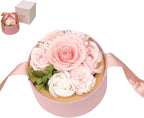 Elegant Pink Round Artificial Soap Rose Flower Gift Box Set, Fragrant Soap Roses for Mother’s Day, Valentine’s Day, Birthday Gifts for Women, Home Decor, and Table Centerpiece Arrangements