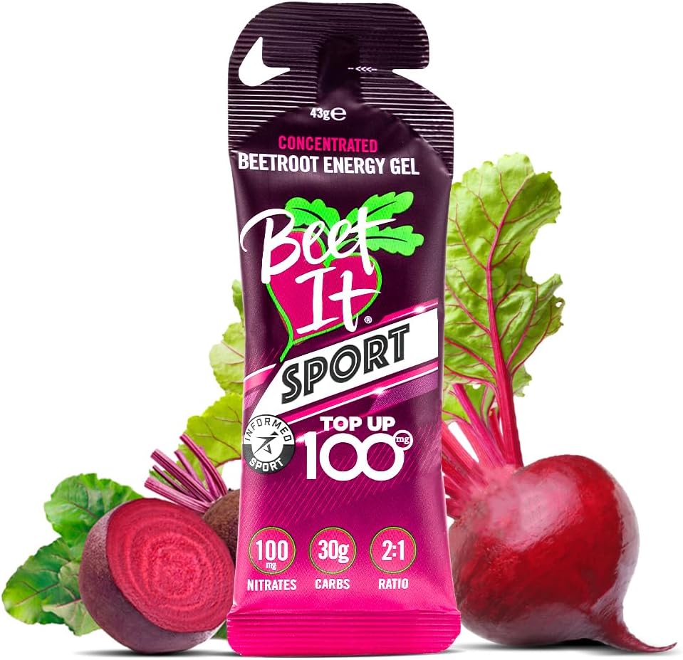 BEET IT Sport Natural Beetroot Running Gels (12 Packs of 43g) - Concentrated Energy Gel for Runners with 100mg Nitrates & 30g Carbs - Long Lasting Energy Gel Packs