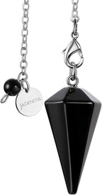 JADENOVA Pendulum Crystal Necklace Natural Obsidian Crystal Pendulums for Divination Dowsing Quartz Chakra Reiki Healing Jewelry for Women Men