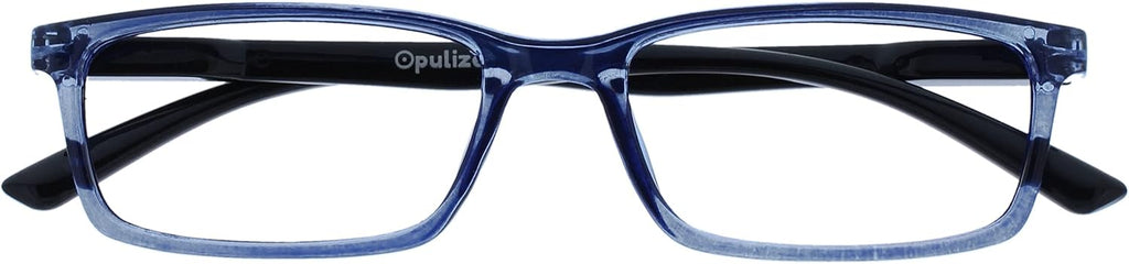 OPULIZE SEE Blue Light Blocking Glasses for Women and Men, Narrow Frame, Spring Hinges, Anti-Reflective Computer Glasses, Blue Black Arm (Pack of 1)