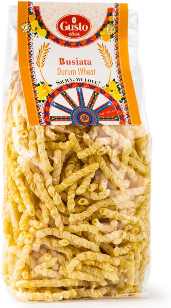 Busiata Pasta, Spiral Pasta (500 gr), Artisan Italian Pasta, Busiate Pasta, Product of Italy, Non GMO, by Gusto ETNA