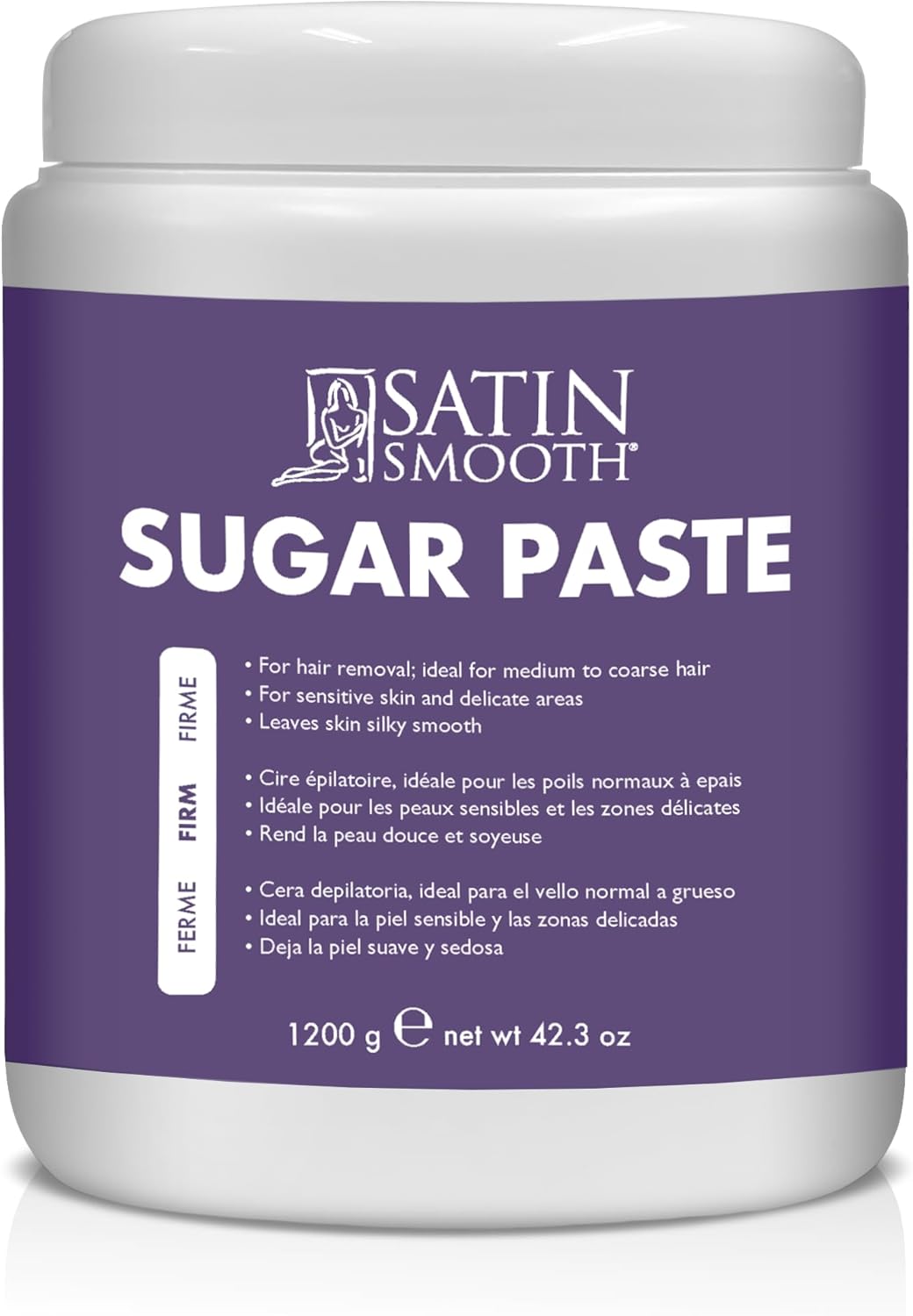 Satin Smooth Firm Sugar Paste – Natural Sugaring Hair Removal for Sensitive Skin, Bikini & Delicate Areas, 42.3 oz