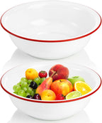 Elsjoy 2 Pack 3 Quart Large Enamel Bowl, 11 Inch Vintage Enamel Mixing Bowl, Kitchen Enamelware for Fruit, Salad, Pasta