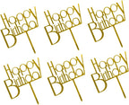 PRETYZOOM 6pcs Creative Birthday Cake Toppers Acrylic Cake Picks for Festive Decoration Golden Fun Ornaments for Parties Photo Props and Celebrations