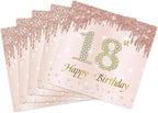 40PCS 18th Birthday Napkin Rose Gold 18th Birthday Decorations for Girls Happy 18 th Birthday Disposable Paper Beverage Cocktail Napkins for 18 th Birthday Party Favors 2-Ply