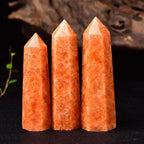 Natural Sunstone Crystal Wand Point 2.7–4.3 inch – Polished Hexagonal Crystal Tower for Reiki Healing, Meditation, Chakra Balancing & Home Energy Decor (0.5LB(2-5pc))
