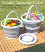 Collapsible Bucket 5L, 1.3 Gallon Foldable Portable Water Mop Bucket with Sturdy Handle, BPA-Free Plastic for Car Washing, Home Cleaning, Camping, Hiking, Fishing, Travel & Outdoor