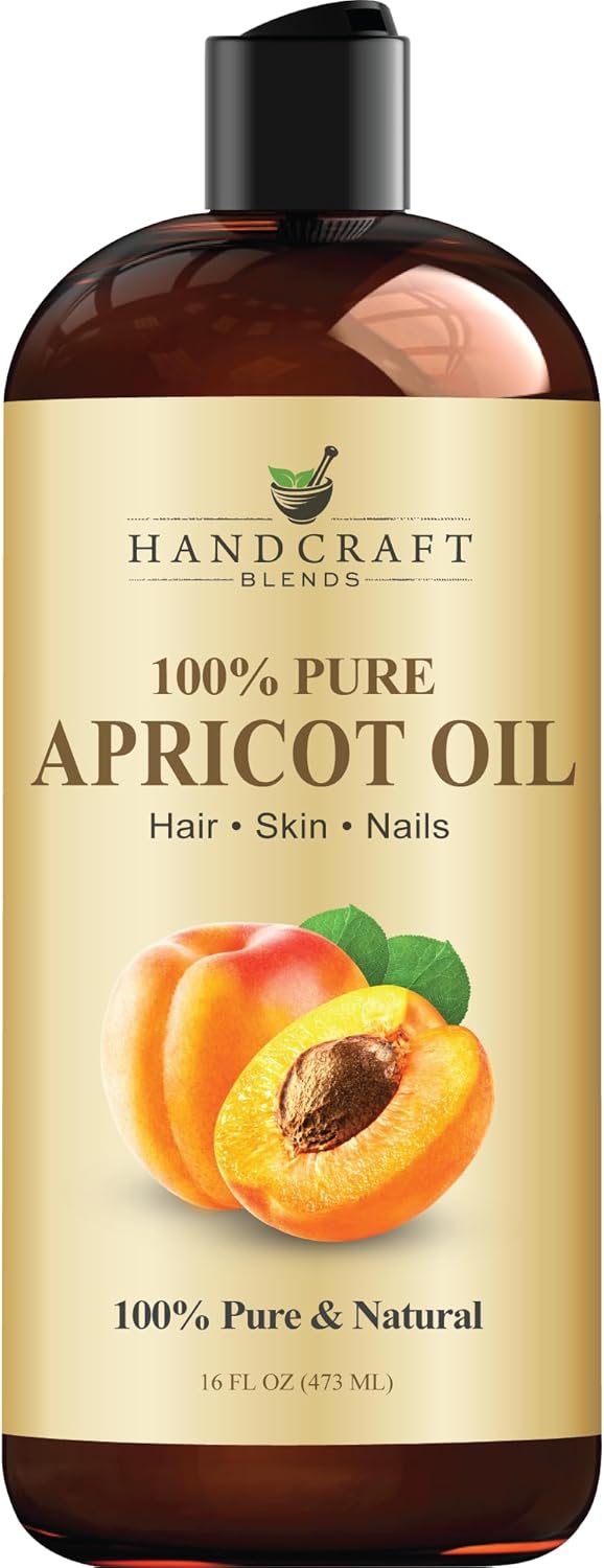 Handcraft Blends Apricot Kernel Oil - Cold-Pressed 16 Fl Oz - 100% Pure and Natural - Premium Grade Carrier for Skin and Hair - Hair and Body - Massage - Hexane-Free