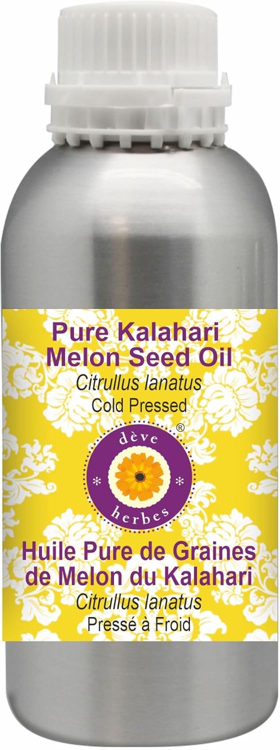 Deve Herbes Kalahari Melon Seed Oil (Citrullus lanatus) | Cold Pressed | Pure | Natural | For Diluting Essential oils | For Hair, Skin & Massage | Non-Sticky| Lightweight| Unisex | 630ml (21 oz)