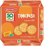 Britannia Time Pass Classic Salted Biscuits | Family Pack- 312 GM(11 oz)- 8 * 39gm | Light & Crispy Snack Perfect Tea-Time Treat