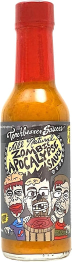 Torchbearer Sauces Zombie Apocalypse Ghost Chili Hot Sauce, 5oz Ghost Pepper & Habanero Hot Sauce, Heat Level 8 - Featured on Hot Ones - Almost Sweet Yet Terrifying - All Natural, Extract-Free, Made in USA