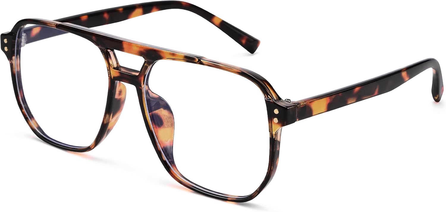 Bouryo Vintage Clear Lens Glasses for Women, Non-prescription Classic Square Eyewear Thick Frame Eyeglasses