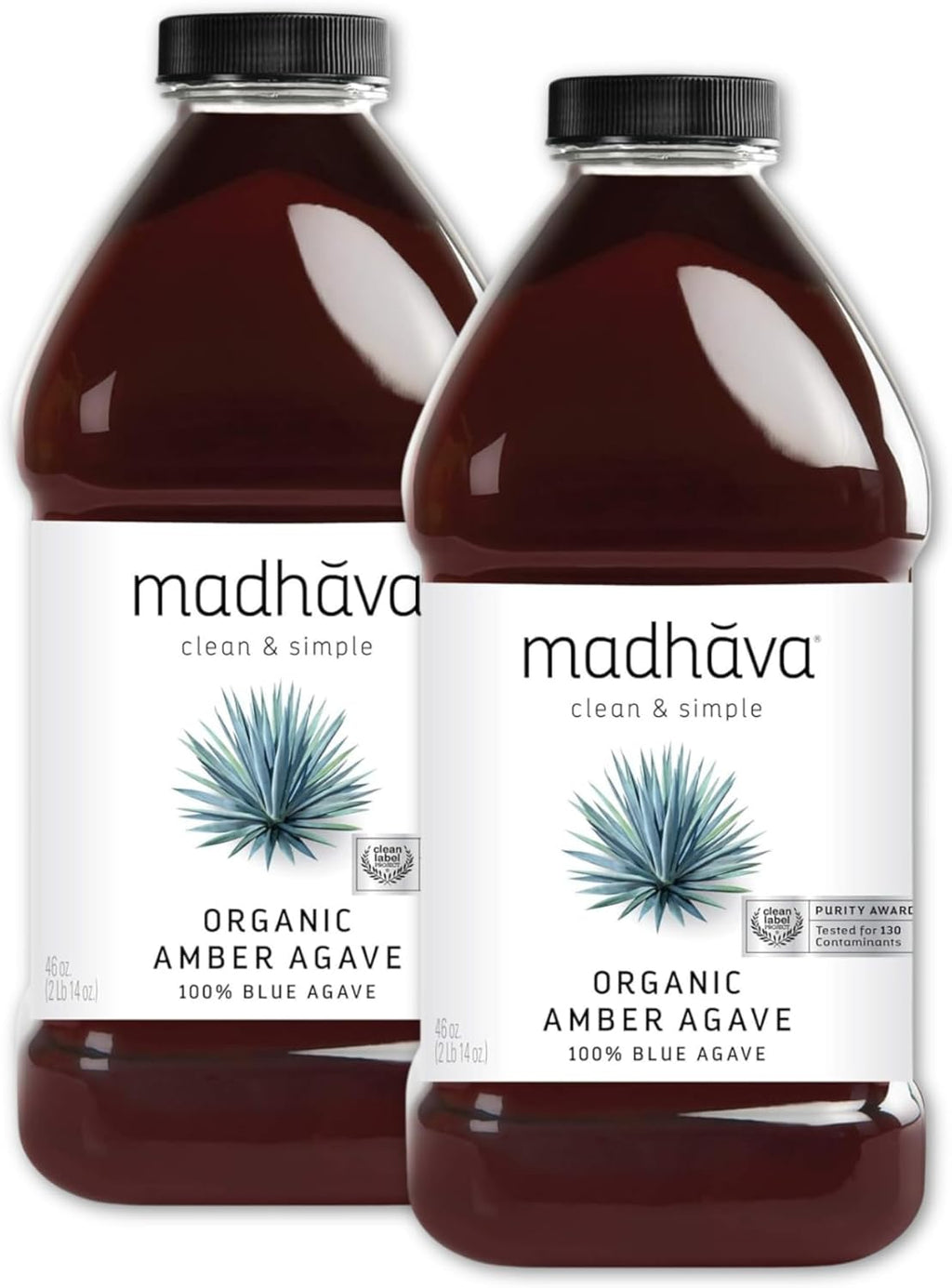 Madhava Organic Amber Agave, 46 Fluid Ounce (Pack of 2)