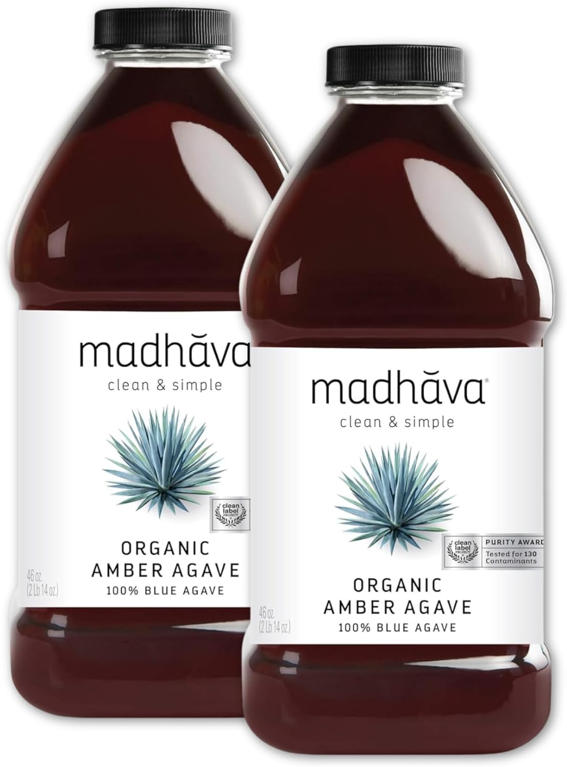 Madhava Organic Amber Agave, 46 Fluid Ounce (Pack of 2)