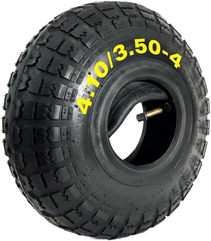 Potreba Tire & Inner Tube Set 4.10/3.50-4 (Fits 3.00-4) — 10" Pneumatic Wheel Kit for Wheelbarrow, Hand Trolley, 4" Rim