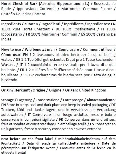 Herba Organica - Horse Chestnut Bark - Aesculus hippocastanum L - Herbal Tea (100g)