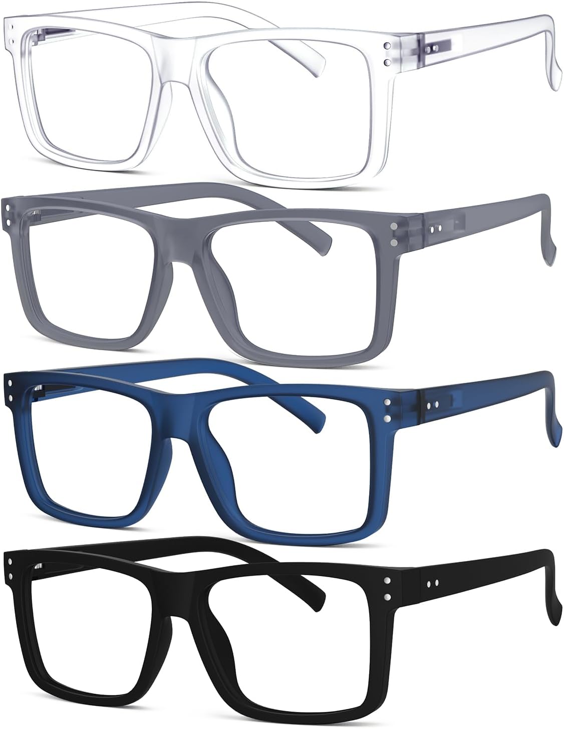 Eyekepper 4-pack Oversized Reading Glasses Square Large Frame Readers for Men and Women +0.50