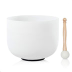 CVNC 440HZ 8 Inch B Note Crown Chakra Frosted Quartz Crystal Singing Bowl with Mallet & O-ring Sound Healing Music Instrument