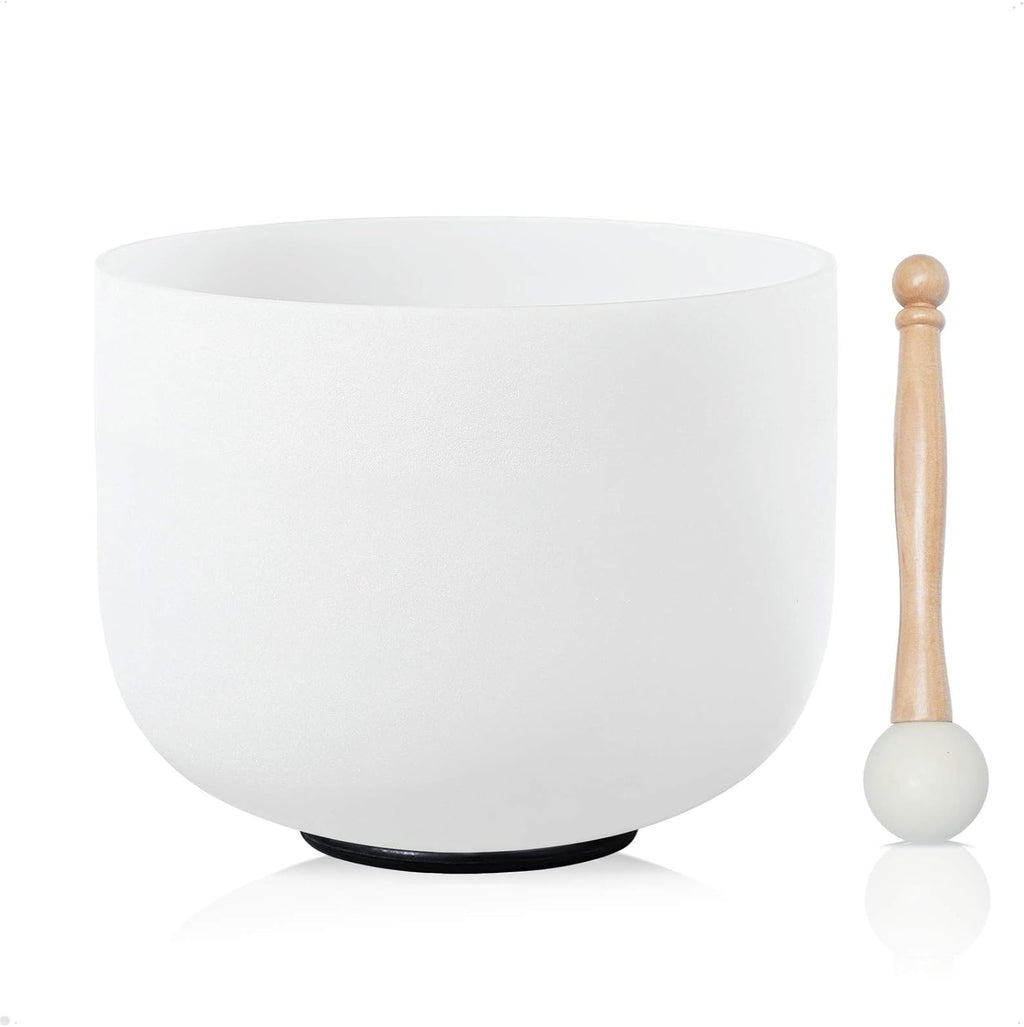 CVNC 440HZ 8 Inch C Note Root Chakra Frosted Quartz Crystal Singing Bowl with Mallet and O-ring for Sound Healing Meditation