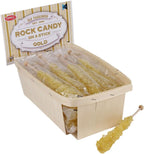 Extra Large Rock Candy Sticks: 18 Gold Crystal Rock Candy Sticks - Original Flavor - Individually Wrapped for Party Favors, Candy Buffet, Bridal and Baby Showers, Wedding Receptions and Anniversaries