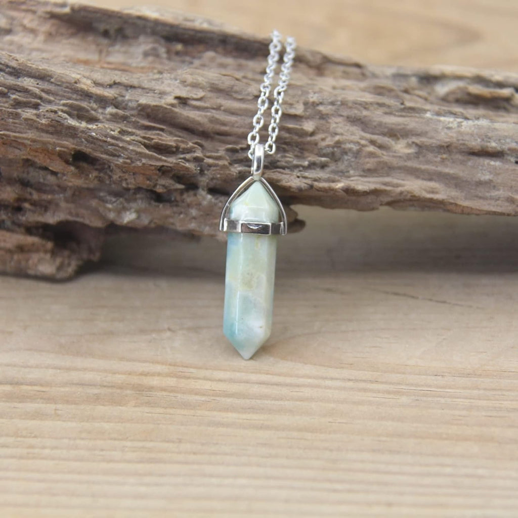 Natural Stone Pendants Necklaces Crystal Quartz Fluorite Pendulum,Amazonite