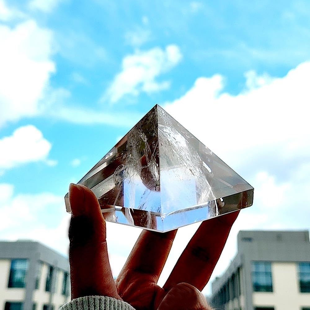 Healing Crystal, Natural Crystal Pyramid Energy Healing Tower with Good Luck Blessing, for Home Decoration Ornament,Gift