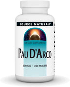 Source Naturals PAU D'Arco, Dietary Supplement - 500mg - 250 Tablets