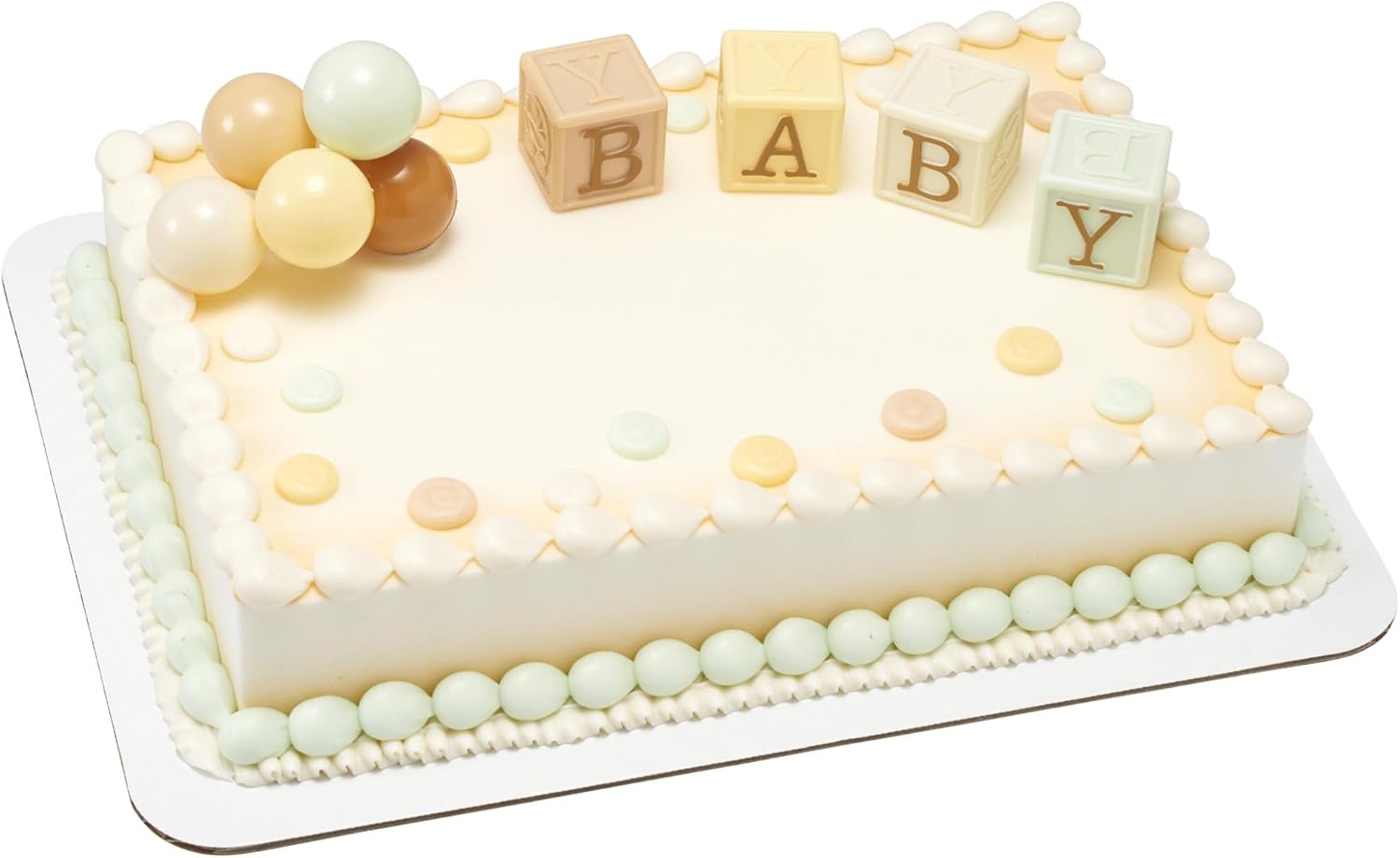 DecoSet Timeless Baby Blocks Cake Topper, Baby Shower Cake Decoration, 5 Piece Celebration Decoration With Blocks & Balloons For Girl or Boy 1st Birthday
